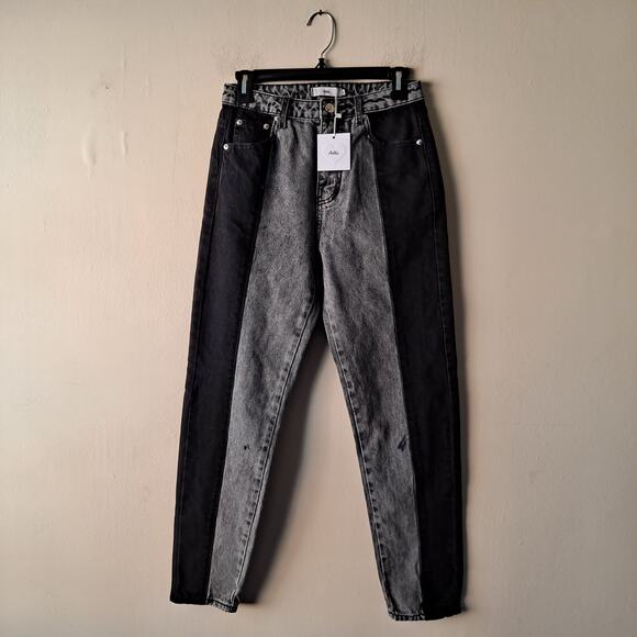 Adika Black & Gray Colorblock Cotton Straight Leg Jeans Pants Womens Size S(NWT) - Picture 5 of 16